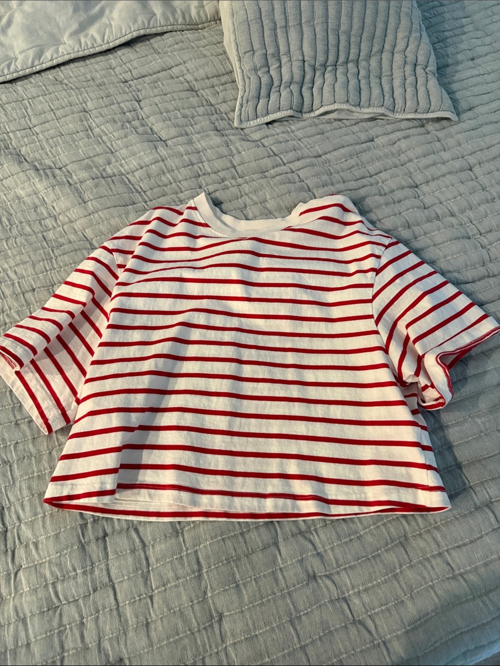 H&M White Tee with Red Stripes